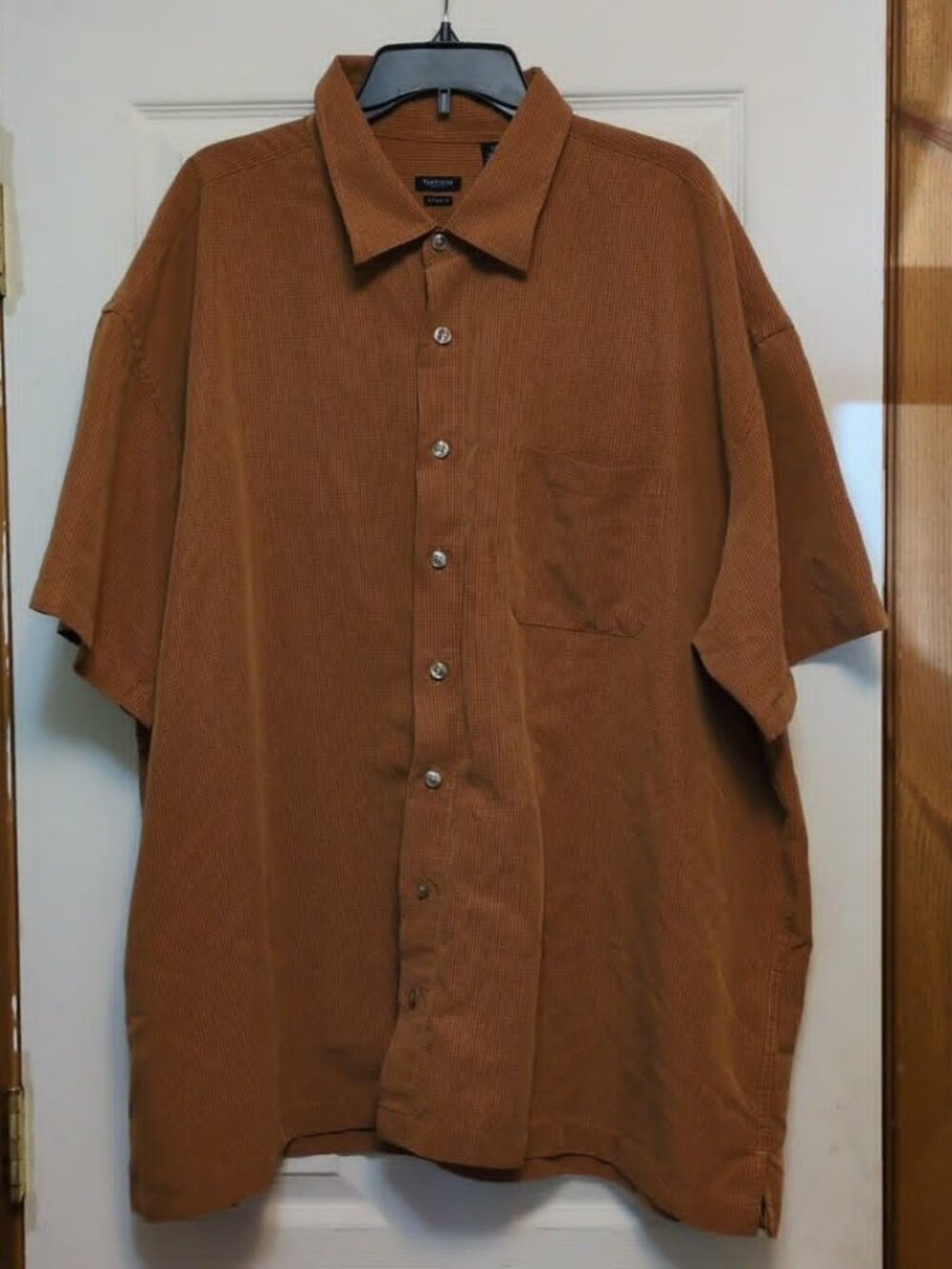 Van Heuson Studio Button Down Mens Shirt Sz 3XLT Rust Brown Modal Career Church